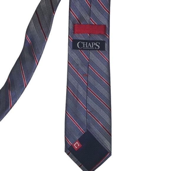 ☀️4/$15 Sale☀️ Chaps Light Blue and Red Diagonal Striped Neck Tie - Picture 5 of 6